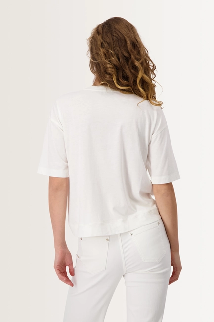 Top met transparant detail en pareltjes Monari