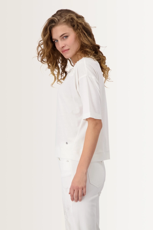 Top met transparant detail en pareltjes Monari