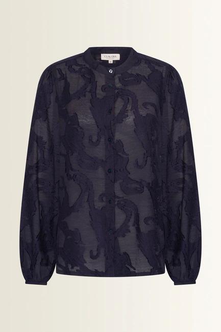 Transparante blouse met borduurstructuur