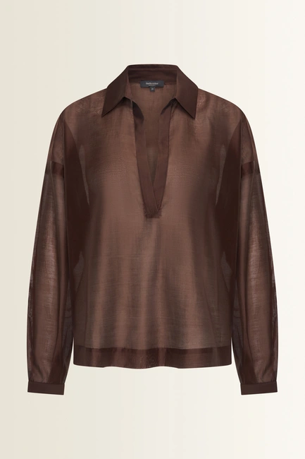 Transparante blouse met brede kraag