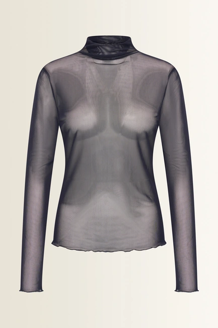 Transparante mesh top met col