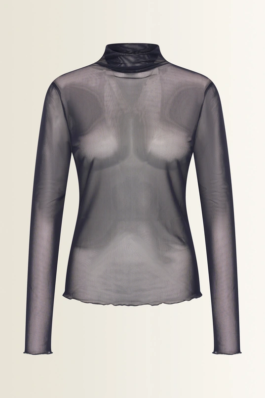 Transparante mesh top met col