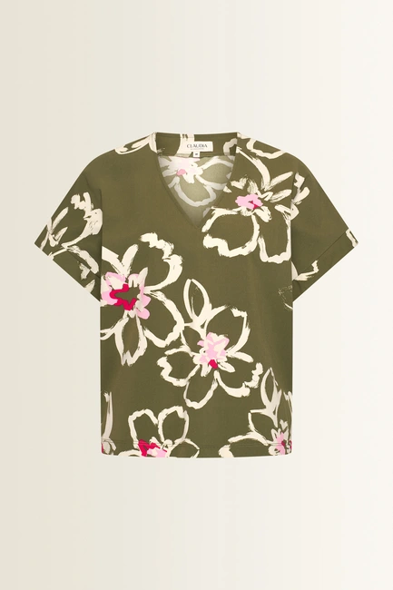 Travel top bloemendessin