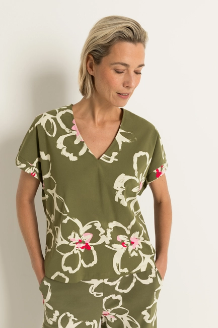 Travel top bloemendessin