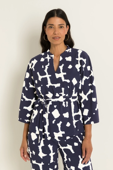 Travel top in kimonomodel met print