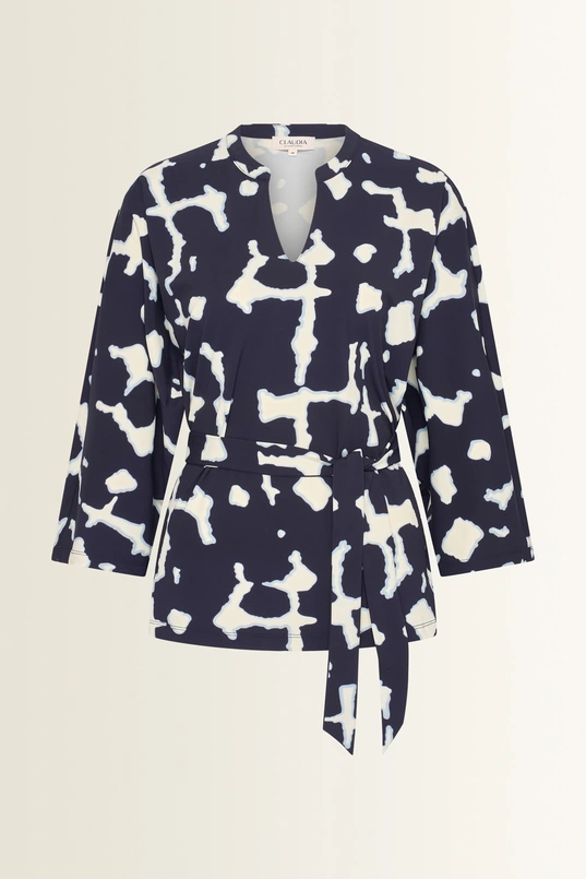 Travel top in kimonomodel met print