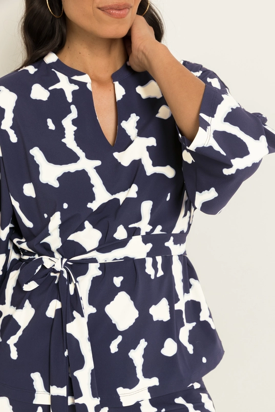 Travel top in kimonomodel met print