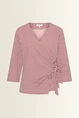 Travel top met overslag en strikdetail