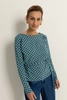 Travel top met print en ceintuurdetail