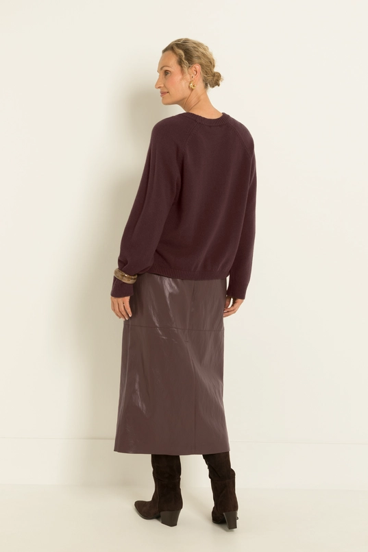 Trui met cashmere en afgeronde zoom