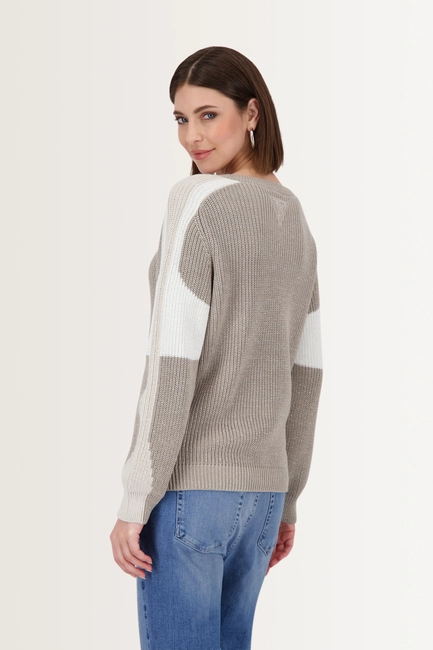 Trui met glitterdetails en colourblock Monari