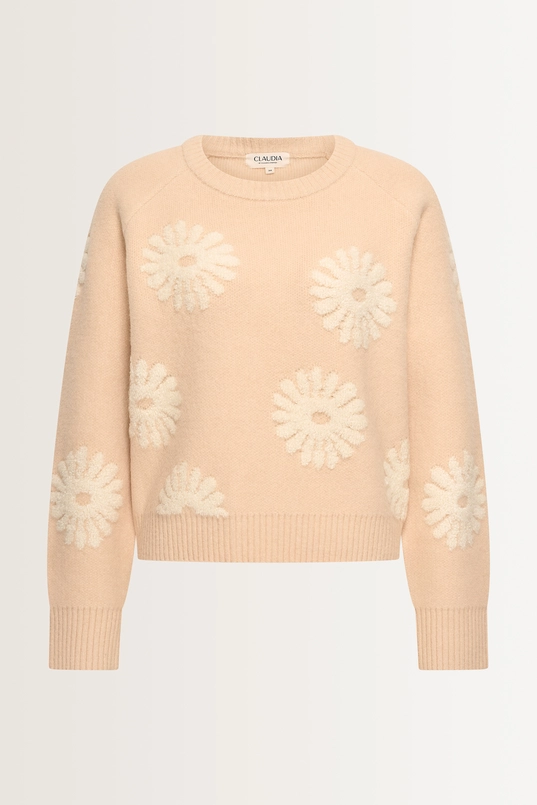 Trui met jacquard-bloemen