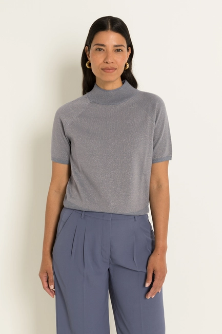 Trui met korte col en lurex-effect