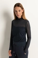 Turtleneck top met mesh
