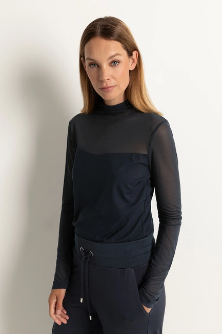 Turtleneck top met mesh