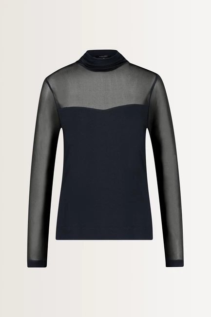 Turtleneck top met mesh