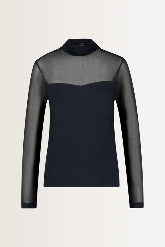 Turtleneck top met mesh