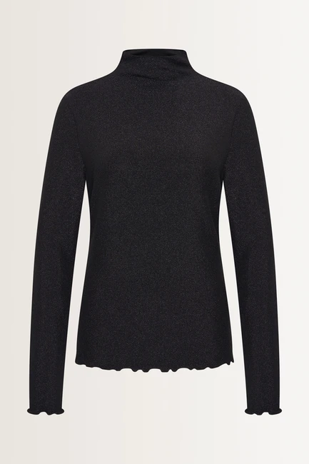 Turtleneck top met metallic glans