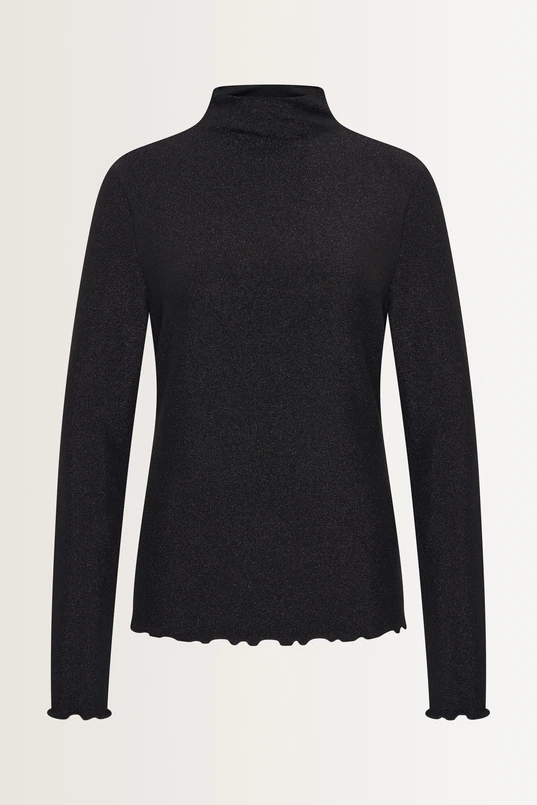 Turtleneck top met metallic glans