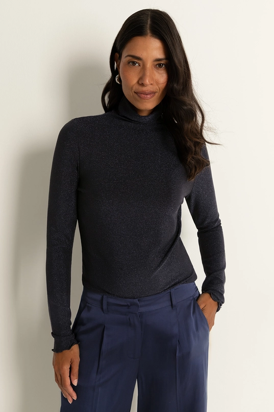 Turtleneck top met metallic glans