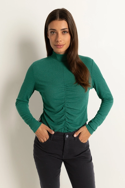 Turtleneck top met rimpeldetails