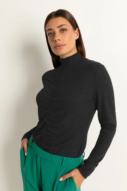 Turtleneck top met rimpeldetails