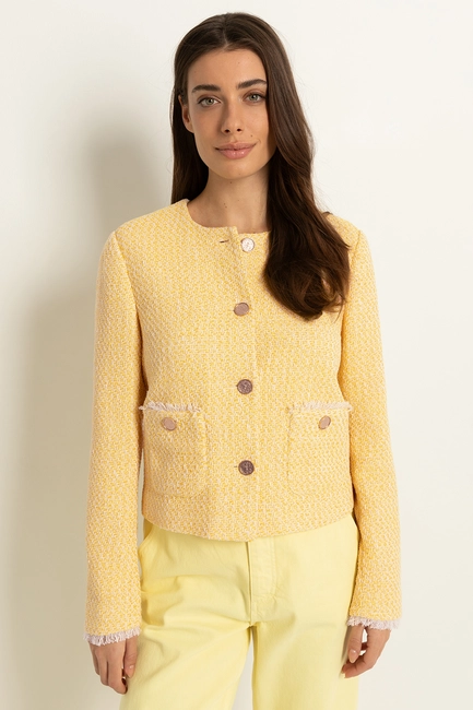 Tweedlook blazer franjedetails