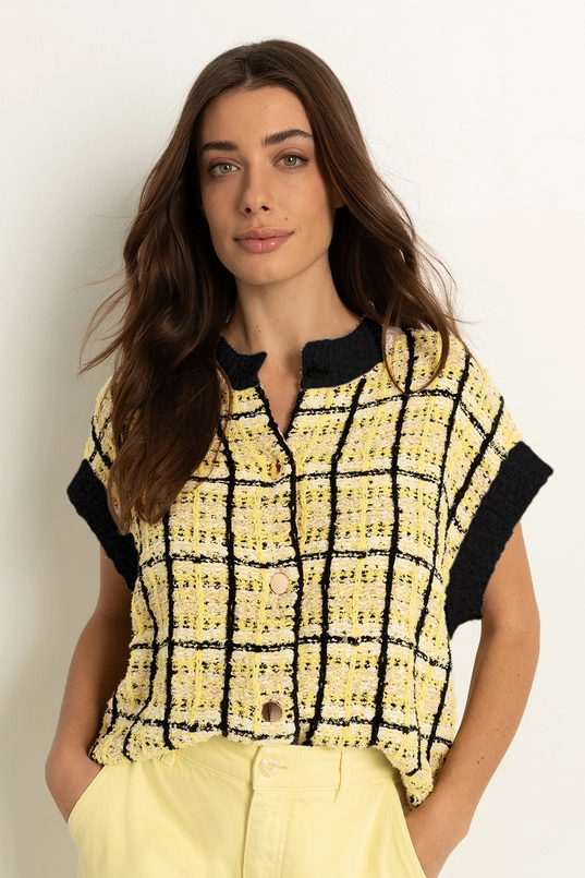 Tweedlook vest met bouclé-effect