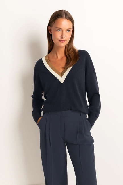 V-hals trui cashmere mix
