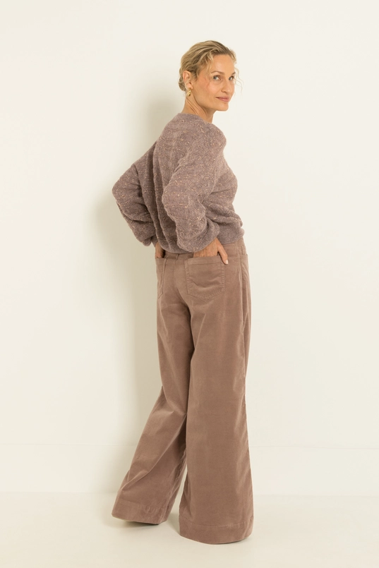 Velvet wide-leg broek
