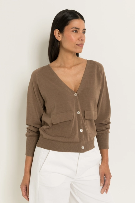 Vest met V-hals en klepzakken