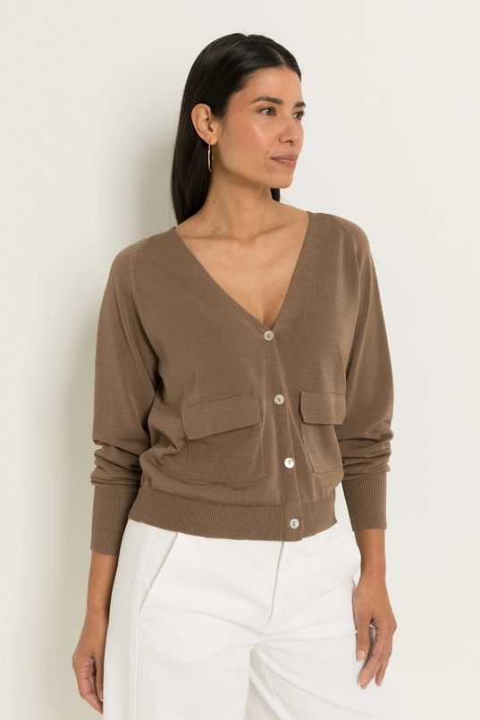 Vest met V-hals en klepzakken