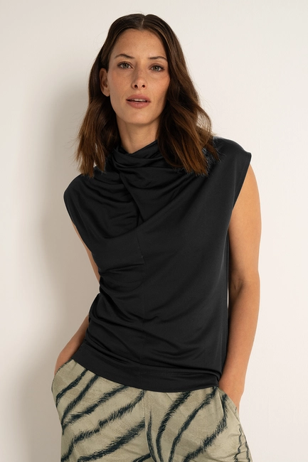 Viscosemix top met plooidetail