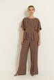 Wide leg broek in crinkle structuur