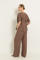 Wide leg broek in crinkle structuur
