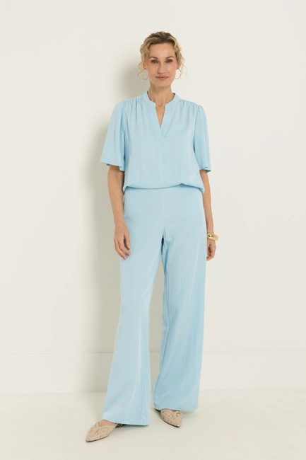 Wide leg broek in lichte structuur