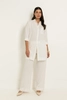 Wide leg broek in linnenblend