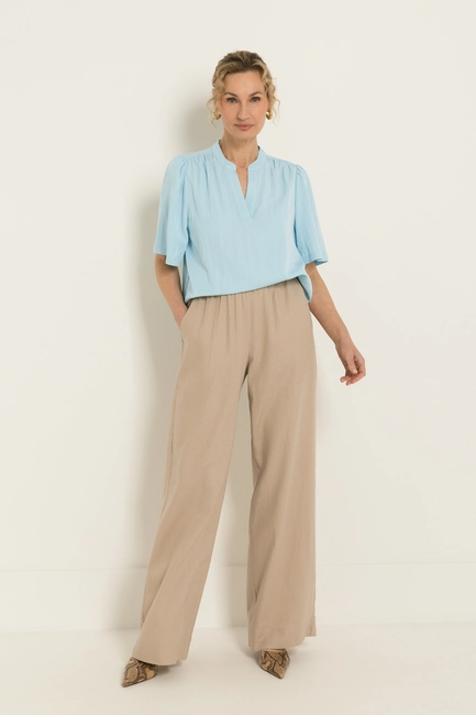 Wide leg broek in linnenblend