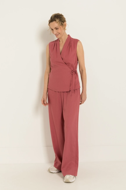 Wide leg broek in linnenblend