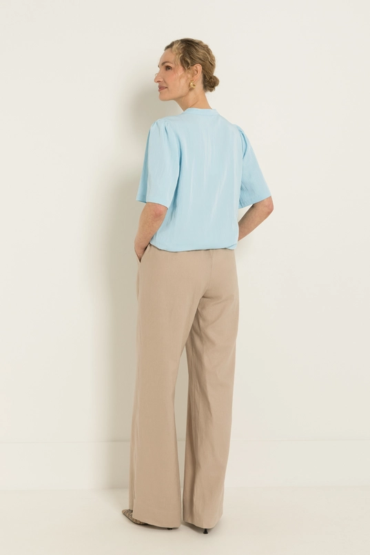Wide leg broek in linnenblend