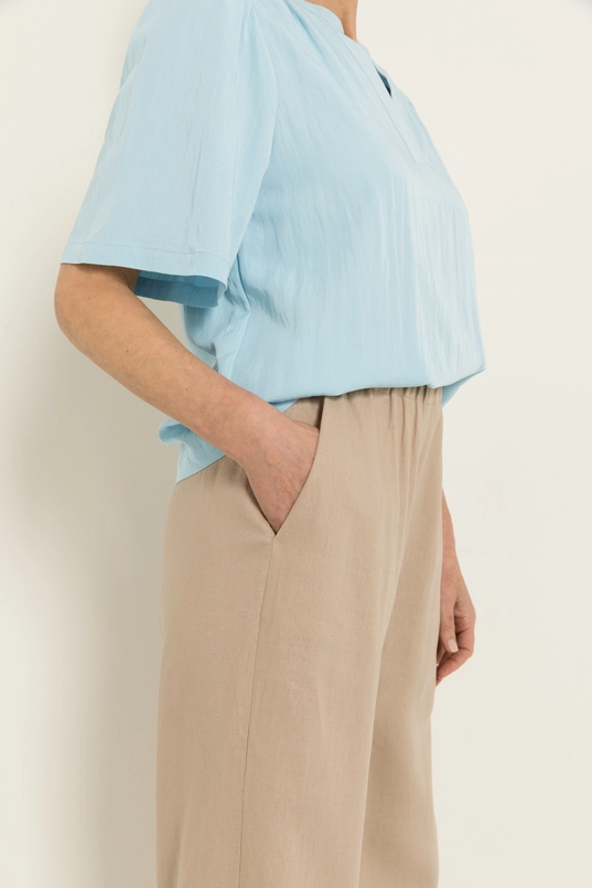 Wide leg broek in linnenblend