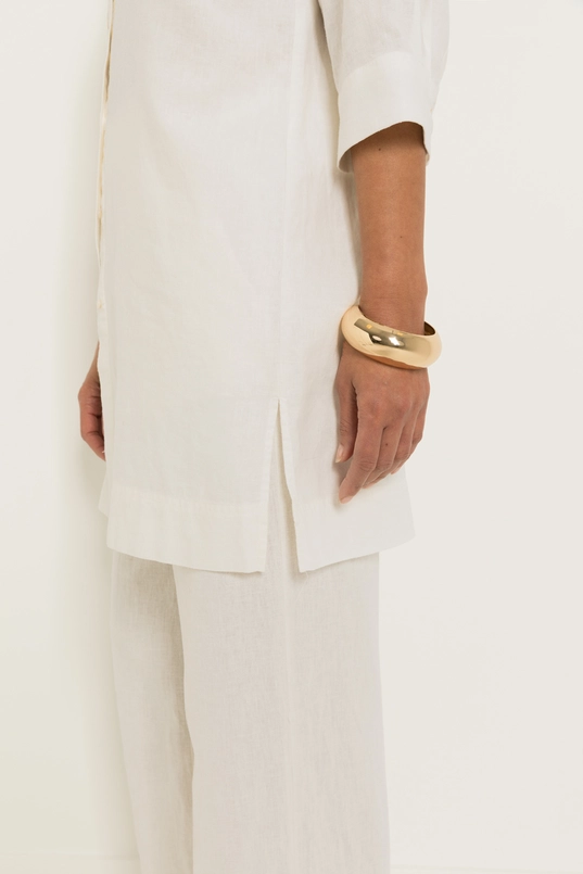Wide leg broek in linnenblend