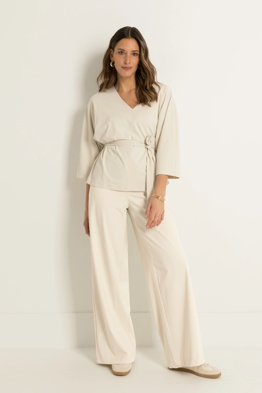 Wide leg broek in travelstof