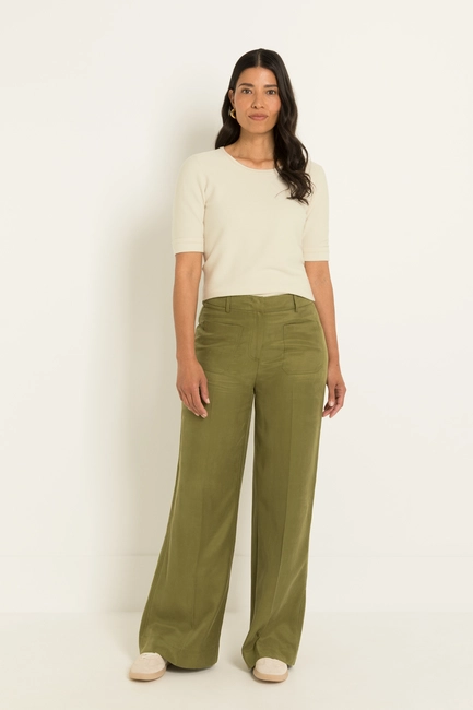 Wide leg broek met matte twillstructuur
