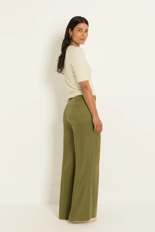 Wide leg broek met matte twillstructuur