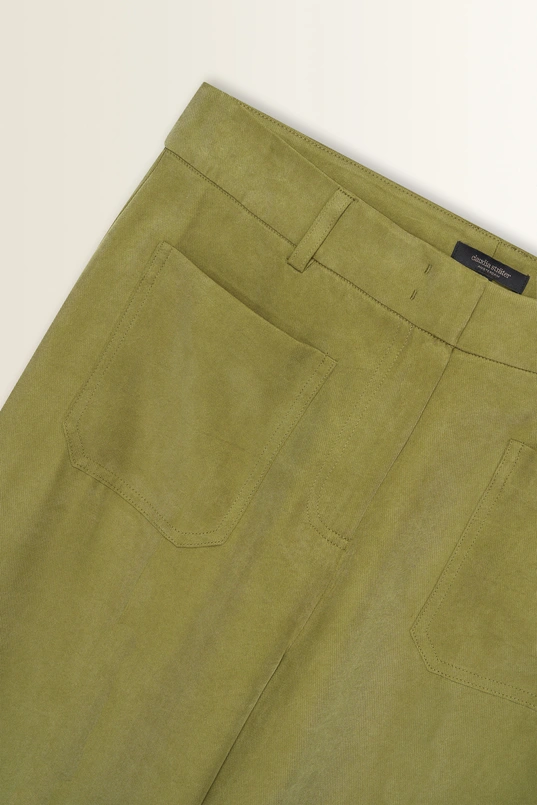 Wide leg broek met matte twillstructuur