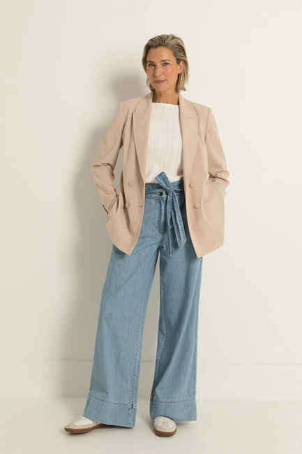 Wide leg broek strikceintuur