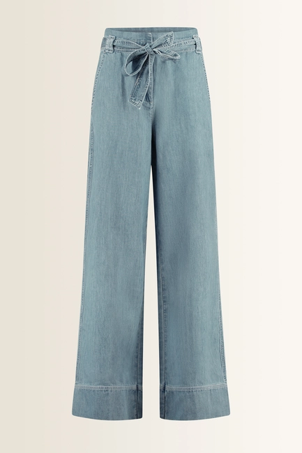 Wide leg broek strikceintuur