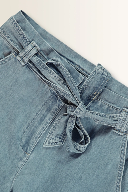 Wide leg broek strikceintuur