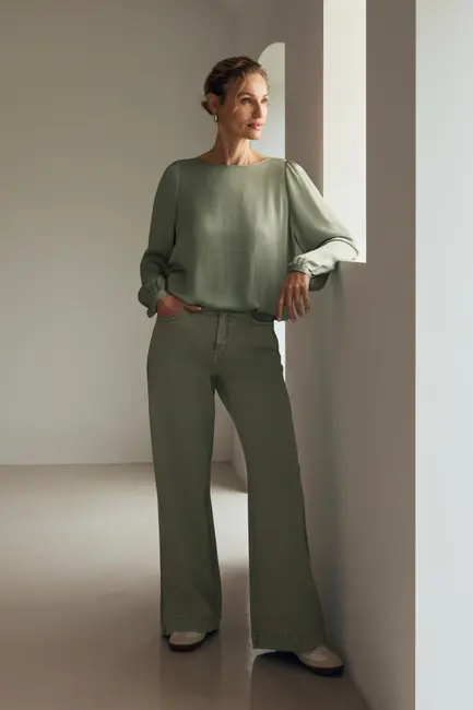 Wide leg jeans in moderne wassing